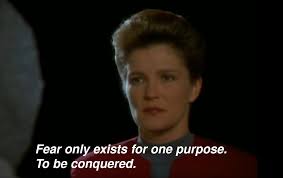 Cast out fear” in Vulcan calligraphy! Left is my usual style and right is a  more complex one 😄