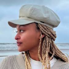 Denim Baker Boy Hat Newsboy Cap Ivory Stone Washed Denim by CRAGGI