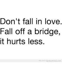 No one ever fell in love gracefully.—connie brockway. Don T Fall In Love Fall Off A Bridge It Hurts Less Enjoy More Quotes Frenzycom Fall Meme On Me Me