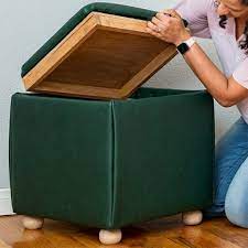 The step by step tutorial and plans show you how to build an ottoman with basic tools and how to cover an ottoman in fabric. Diy Storage Ottoman Cube With Tray Top Build Plans Anika S Diy Life