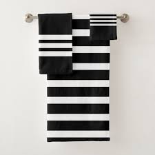 Black And White Bathroom Towel Set Black And White Stripes Bathroom Bath Towel Set Zazzle Com In 2020 Bathroom Bath Towel Set Bath Towel Sets