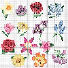 Flower Charts For Cross Stitch Mosaic Beads Etc Simple