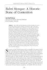 Pdf 2 Original Article Babri Mosque A Historic Bone Of Contention The Muslim World Bullet Volume 97 Bullet Babri Mosque A Historic Bone Of Contention