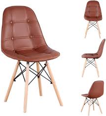 A Set Of 4 Pu Leather Dining Chairs Sturdy Metal Frames And Beech Hardware Kitchen Dinning Room W Leather Dining Chairs Brown Dining Chairs Brown And Grey