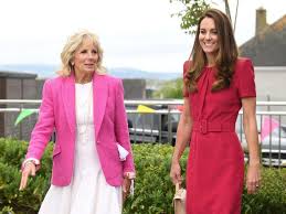 Carrie, pictured outside downing street, wore this pretty summer dress after her official public. Jill Biden And Kate Middleton Coordinated In Pink Outfits