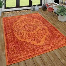 Designer teppich brilliant rot orange karo teppiche designerteppiche. Orient Look Teppich Kurzflor In Orange Teppichcenter24