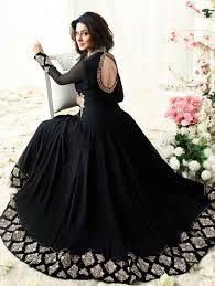 Jennifer Winget Black Georgette Designer Anarkali Suit With Zari Embroidery Indian Gowns Dresses Designer Anarkali Dresses Indian Gowns
