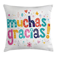 Mexican Decor Throw Pillow Cushion Cover By Ambesonne Spanish Thank You Quote With Cartoon Style Throw Pillows Decorative Throw Pillows Cushion Pillow Covers