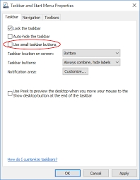 Locate the use small taskbar buttons option from the right pane and select the button next to it. How To Change Taskbar Desktop Icon Size In Windows 10 8 7 Password Recovery