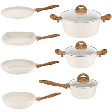 Discover our range of sets for all the essentials. Cookware Aluminum Pot Pan Saucepan Natural Ceramic Look Stone Wood Non Stick Uk Kitchen Pans Gadgets Kitchen Cooking Pots And Pans Sets