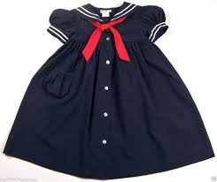 Jayne Copeland Blue Sailor Dress Girls Size 4 Button Front