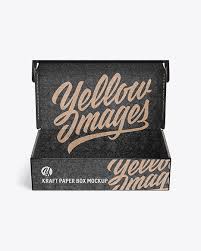 Download Opened Kraft Paper Box Mockup Front View In Box Mockups On Yellow Images Object Mockups PSD Mockup Templates