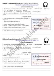 Red skelton's pledge of allegiance video. The Pledge Of Allegiance Esl Worksheet By Nanette25