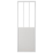 Porte Coulissante Aluminium Atelier Verre Clair Blanc Artens H 204 X L 83 Cm Porte Coulissante Verre Clair Porte Coulissante Atelier