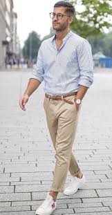Black And White Striped Long Sleeve Shirt Outfit Kosta Williams With A Summer Outfit Idea With A Blue White Striped Long Sleeve Shirt With Rolled Up Sl Stylish Mens Outfits Mens Casual Outfits Mens Outfits