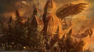 Wallpaper Airship Steampunk Dirigible The Outpost Steampunk Wallpaper Steampunk Art Steampunk Background