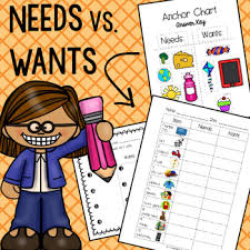 Needs Vs Wants Color In Worksheet And Anchor Chart Template