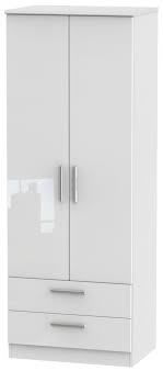 In a guest room, use a modern dresser to collect spare sheets. Knightsbridge 2 Drawer 2 Door Wardrobe High Gloss White Tall