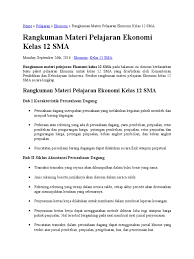 Materi ekonomi kelas 12 semester 2. Rangkuman Materi Ekonomi Kelas 12