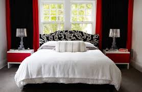 Modern and elegant bedroom with big double bed, black wallpaper and balcony. 15 Pleasant Black White And Red Bedroom Ideas Home Design Lover