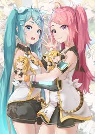 hatsune miku, kagamine rin, and megurine luka (vocaloid and 2 more) drawn  by azusa_(azunyan12) | Danbooru