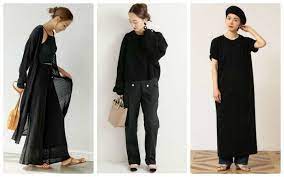 全身黒 40代をスタイリッシュに 大人のおすすめオールブラックコーデ38選 サンキュ 黒 ワンピース 夏 40代 ファッション ファッション