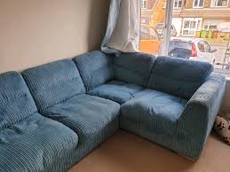blue dfs left hand corner sofa in