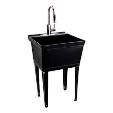 Stainless steel laundry/ utility sink and cabinet. Black Utility Sink Laundry Tub With High Arc Stainless Steel Kitchen Faucet By Maya Pull Down Sprayer Spout Heavy Duty Slop Sinks For Washing Room Basement Garage Or Shop Free Standing