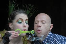 32562271-Edinburgh UK Mar 16 2016; The Imaginate Festival Launch at the  National Museum of Scotland. Pictured Festival Director, Noel Jordan and Jade  Adamson, star of the festival show Poggle, in her -