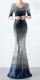 Blue Silver Glitter Long Fit Maxi Evening Dress Stunning Maxi Dress Evening Evening Dresses With Sleeves Dresses