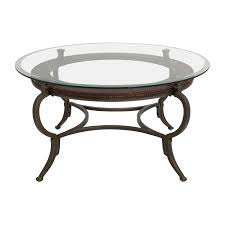 Round shaped glass gold stainless steel metal modern coffee table. 86 Off Macy S Macy S Round Metal And Glass Cocktail Table Tables