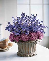 Purple Pairings Spanish Bluebells And Blossoming Chive Spring Flower Arrangements Spring Floral Arrangements Flower Arrangements