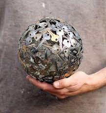 Medium Key Ball Key Sphere Metal Sculpture Ornament 200 00 Via Etsy Scrap Metal Art Metal Sculpture Metal Crafts
