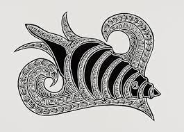 Bu Trumpet Shell Joel Sam Linocut From One Block Js009 Aboriginal And Torres Strait Islander Art Prints Australian Art Aboriginal Art Art