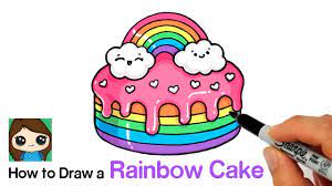 Then draw a line from the step 3: How To Draw A Rainbow Unicorn Cake Youtube