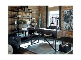 Starmore Modern Rustic Industrial Home Office Desk With Steel Base By Benchcraft Industrial Home Offices Home Office Design Modern Home Offices