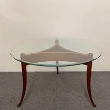 Black coffee table solid stained spruce top natural coffee table low table round table mid century style table gold finish legs. Round Coffee Table With Beveled Glass For Sale At Pamono