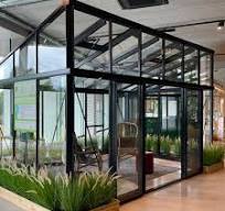 Modern Glass Greenhouse Kit with 4mm Tempered Glass and Aluminum Frame - 8  ft. / 10 ft.