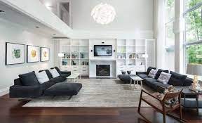 Feng Shui Wohnzimmer Einrichten Schwarz Weiss Holzboden Wandregal Fernseher Leuchte Gross Wohnzimmer Design Wohnzimmer Einrichten Innenarchitektur Wohnzimmer