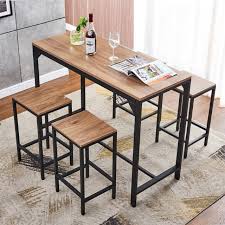 Another relaxed option, a 42 bar height table, makes for a quick transition from standing to sitting. Counter Height Dining Set 5 Piece Table Chairs Kitchen Tall Pub Square Wood For Sale Online Ebay