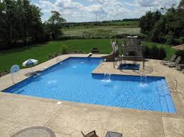 Custom L Shaped Pool Designed By Aqua Pools And Built In Orland Park Il Swimming Pools Inground Pool Shapes Backyard Pool Landscaping