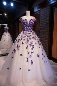 Purple Butterfly Appliques Prom Dress Party Dress With Appliques Purple Prom Dress Gowns Ball Dresses