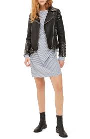 Naomi Studded Faux Leather Biker Jacket Topshop Nordstrom Fauxleatherjacket Jacket Affiliatelink Studded Faux Leather Jacket Mini Skirts Studded Jacket