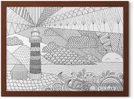 Yetiskin Icin Boyama Kitabi Anti Stres Boyama Deniz Manzarasi Hat Sanat Tasarim Hazir Vektor Cerceveli Poster Pixers Haydi Dunyanizi Degistirelim