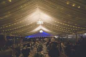 Fairy Lights Chandeliers Silk Lining Marquee Weddings South Coast Weddings South Coast Party Hire Fairy Lights Marquee Wedding Festoon Lighting