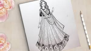 Pin By Hutum School On Beautiful Dress Drawing Girl Drawing Girl Drawing Easy Dress Drawing
