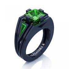 Mens Modern 14k Navy Blue Gold 4 0 Ct Princess And Triangle Emerald Wedding Ring A1006m 14knbgem Emerald Wedding Rings Blue Sapphire Wedding Ring Rose Gold Wedding Band Diamond