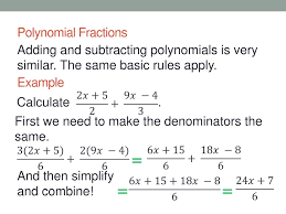 Remember to only add/subtract like terms within the polynomials. Ppt Adding And Subtracting Polynomial Fractions Powerpoint Presentation Id 2530952