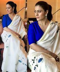 Kajol's striped sari is just perfect for a cocktail night. Kajol Saree Prititrendz