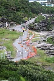 Walls of concrete barricades and fences along streets of sydney during apec. The Great Wall Of Bondi Huge Metal Fence Is Erected Along The World Famous Coastal Walk 247 News Around The World
